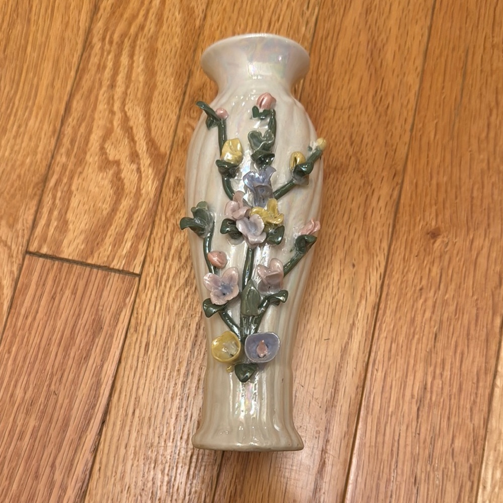 Floral Ceramic Vase with Pastel Accents
